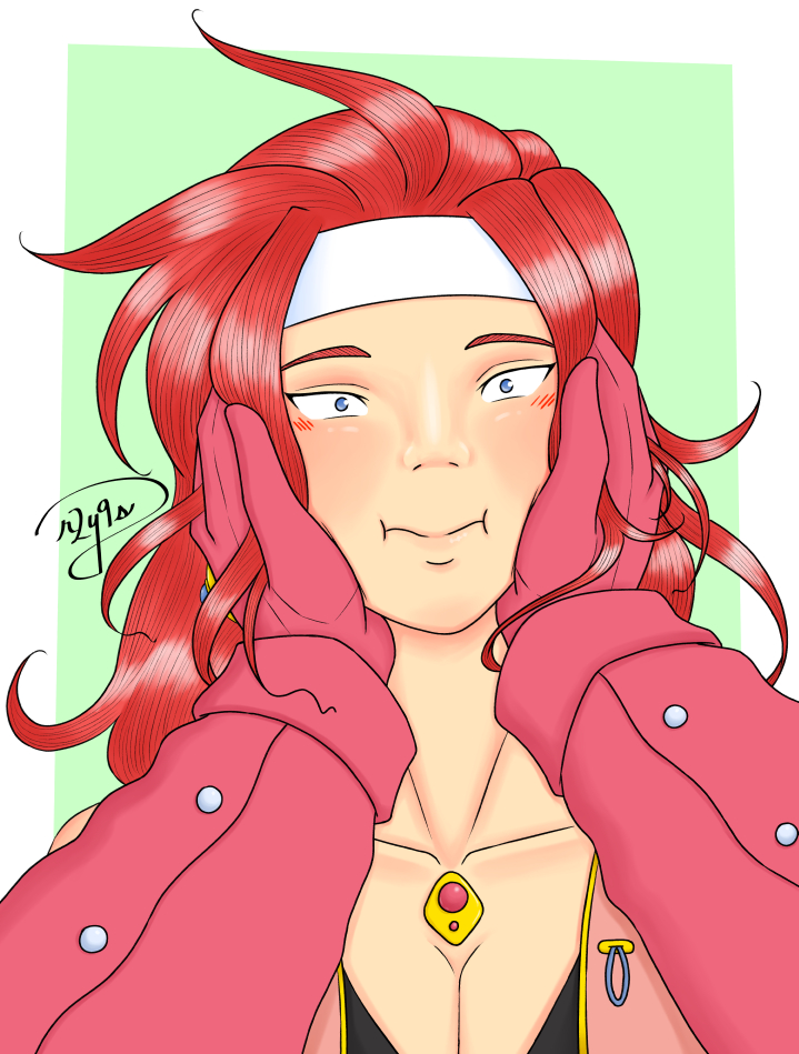 digital art of zelos from tales of symphonia with his face being held by lloyd's hands